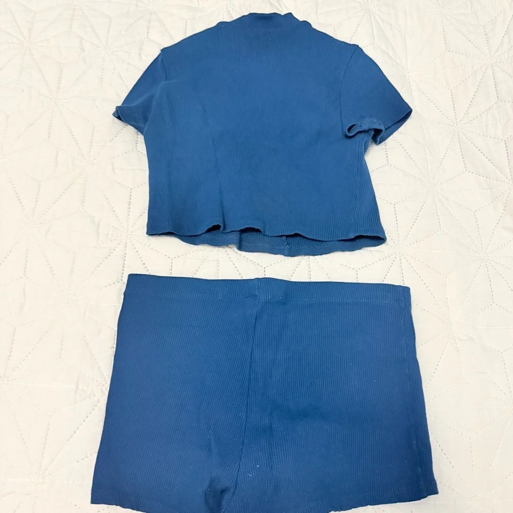 Fashion Nova Blue Ribbed Two-Piece Set - Picture 6 of 6